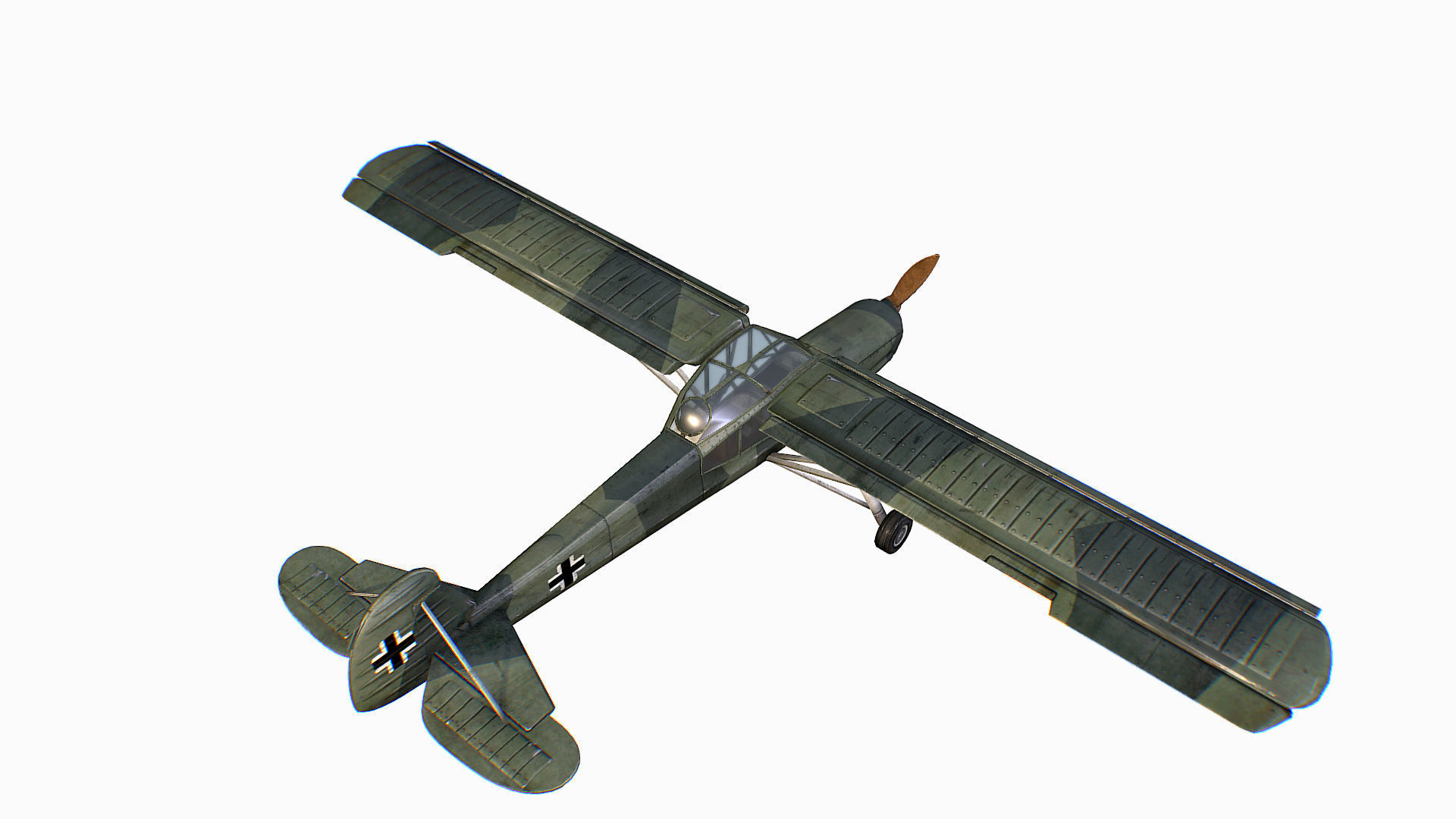 German liaison aircraft Fieseler Fi 156 Storch Low-poly 3D model_11