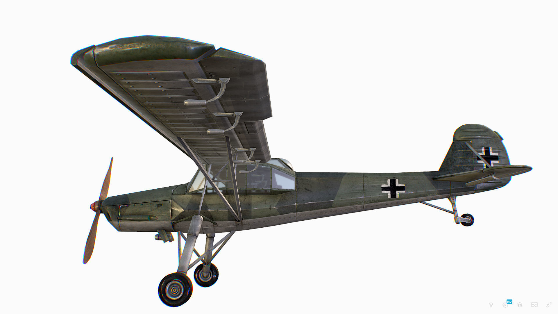 German liaison aircraft Fieseler Fi 156 Storch Low-poly 3D model_12