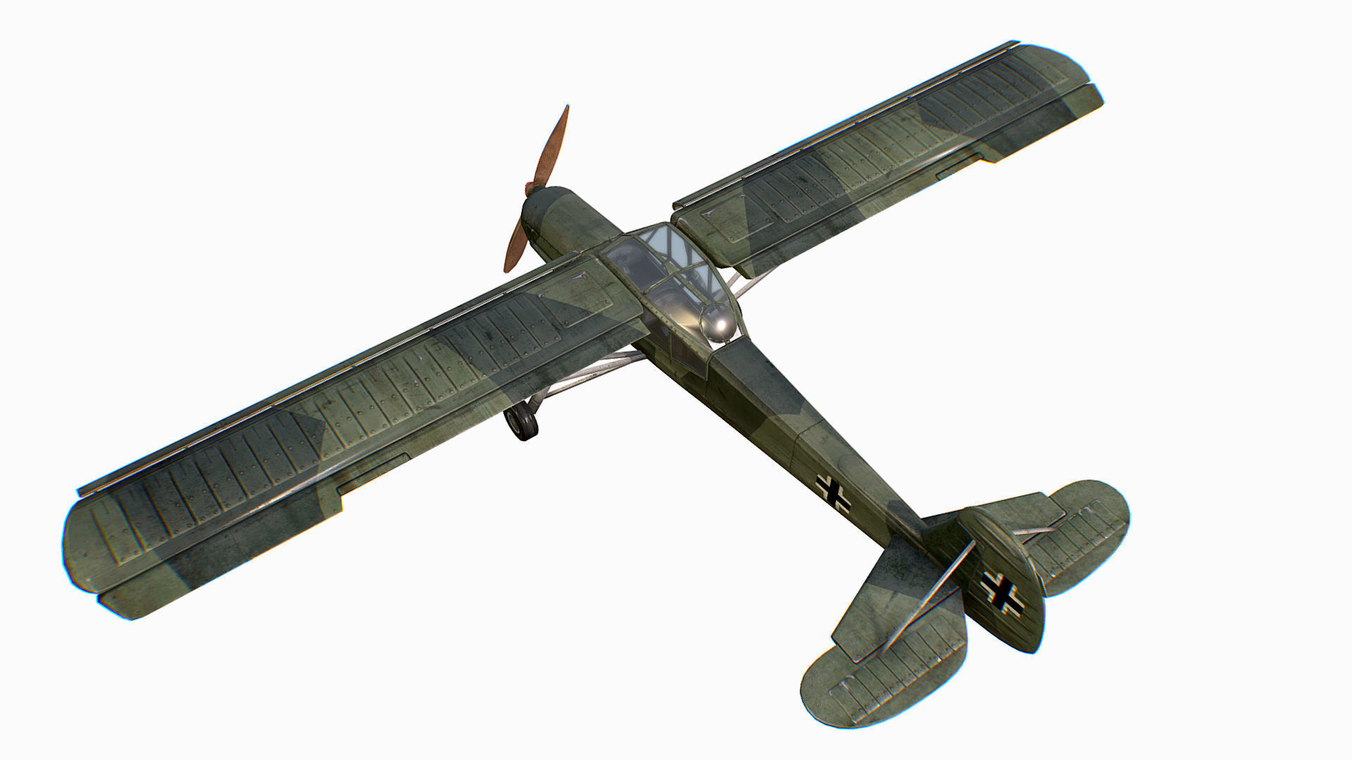 German liaison aircraft Fieseler Fi 156 Storch Low-poly 3D model_6