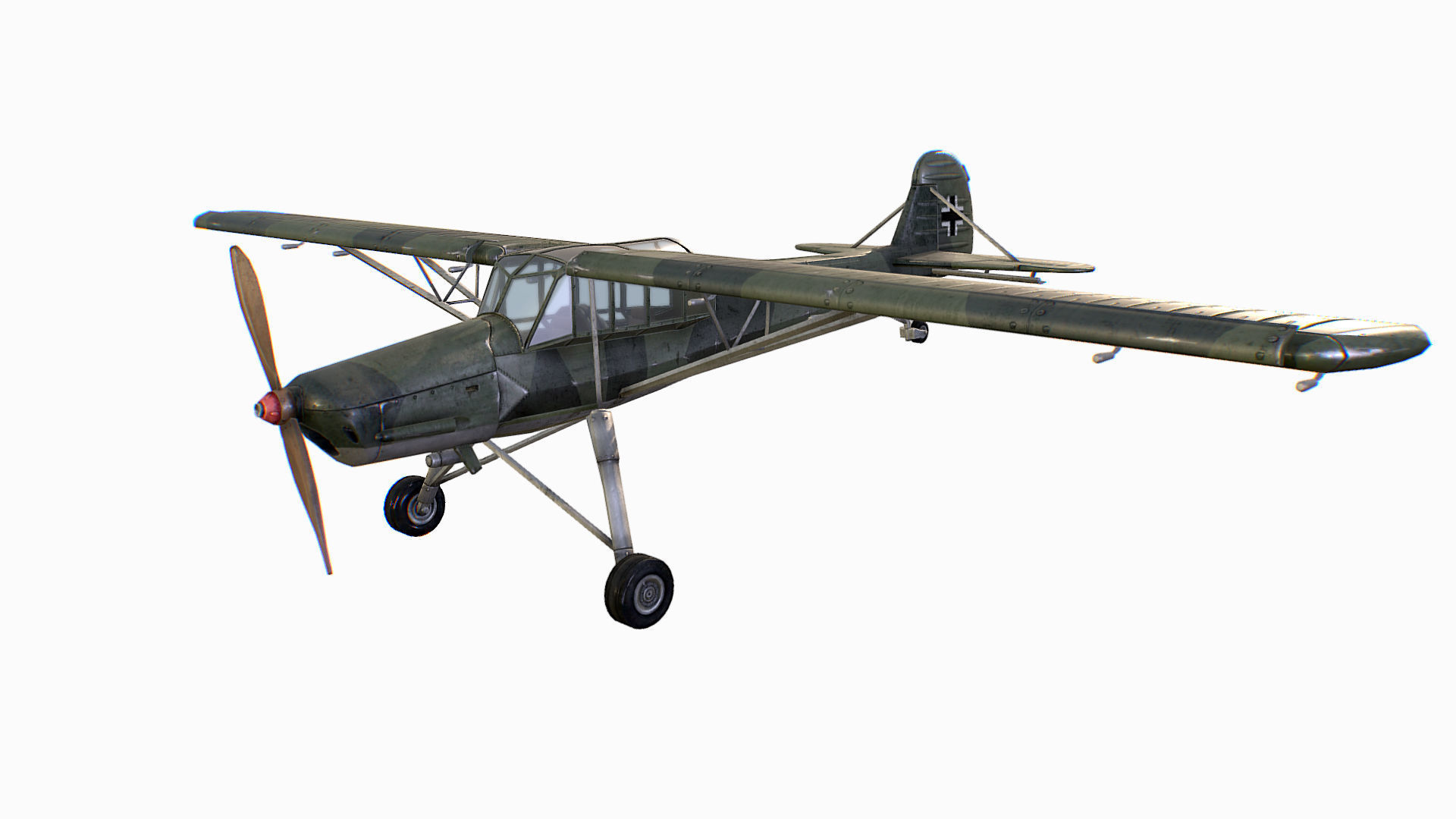 German liaison aircraft Fieseler Fi 156 Storch Low-poly 3D model_4