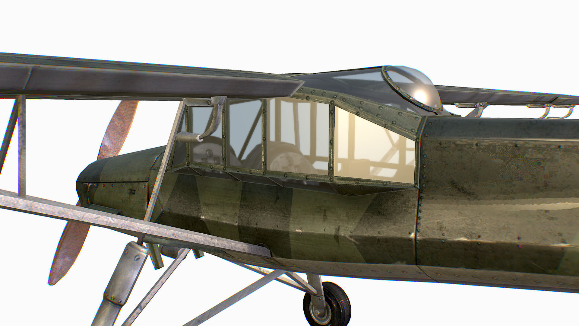 German liaison aircraft Fieseler Fi 156 Storch Low-poly 3D model_13