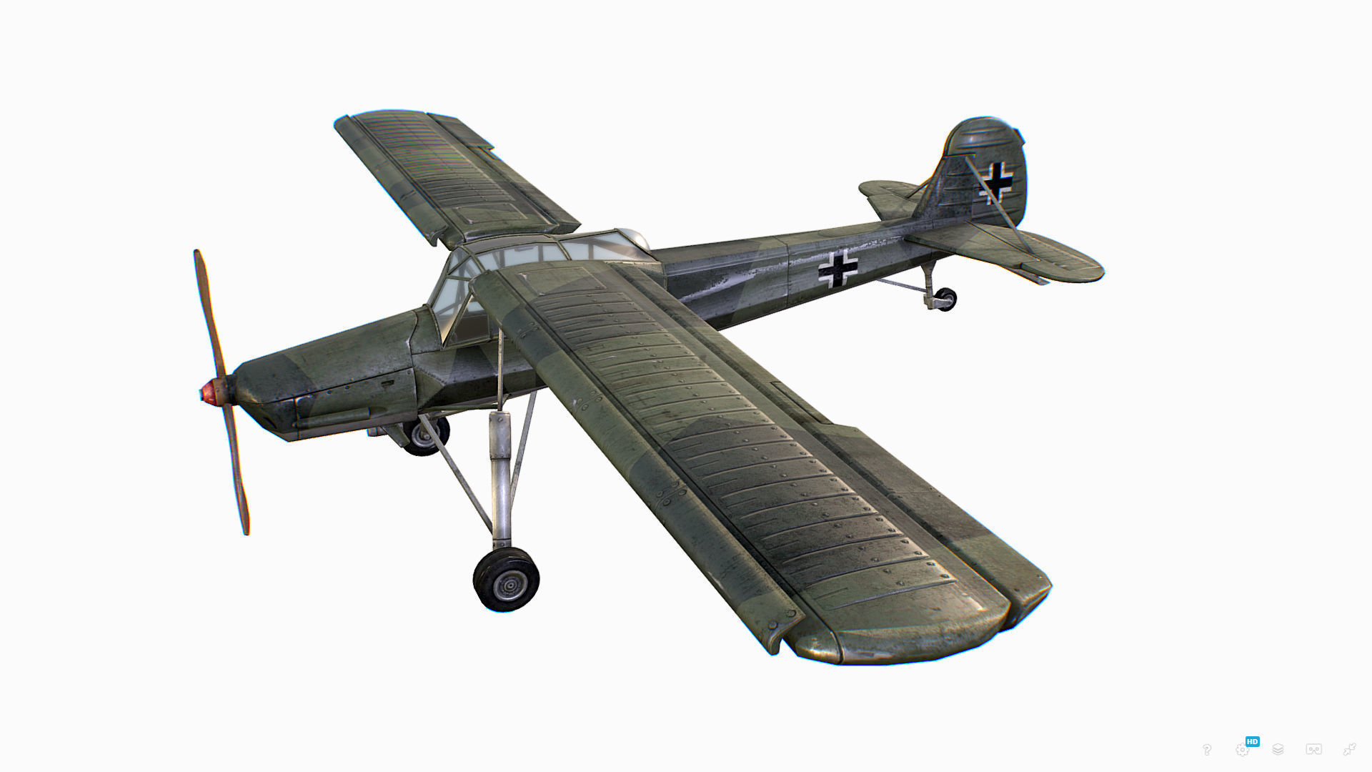 German liaison aircraft Fieseler Fi 156 Storch Low-poly 3D model_5