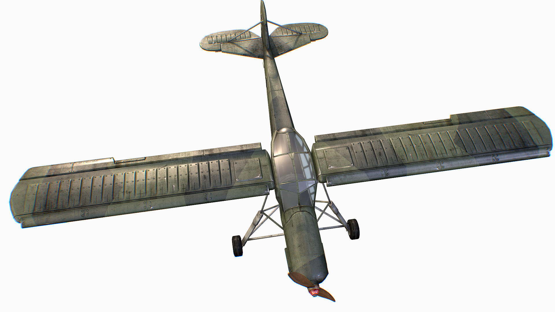 German liaison aircraft Fieseler Fi 156 Storch Low-poly 3D model_1
