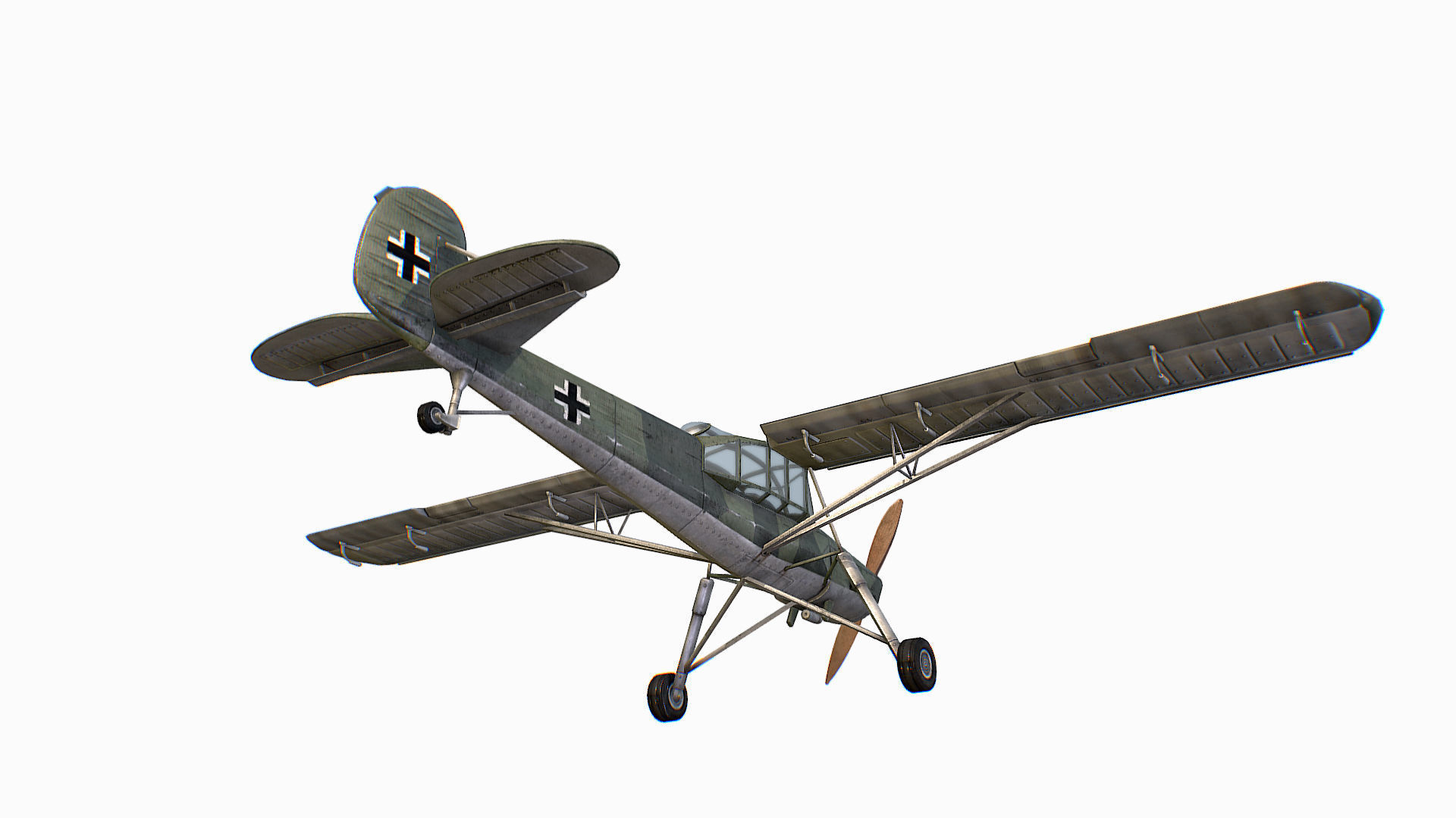 German liaison aircraft Fieseler Fi 156 Storch Low-poly 3D model_9