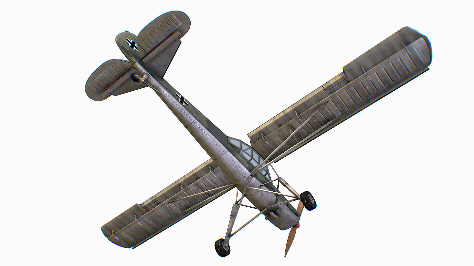 German liaison aircraft Fieseler Fi 156 Storch Low-poly 3D model_8