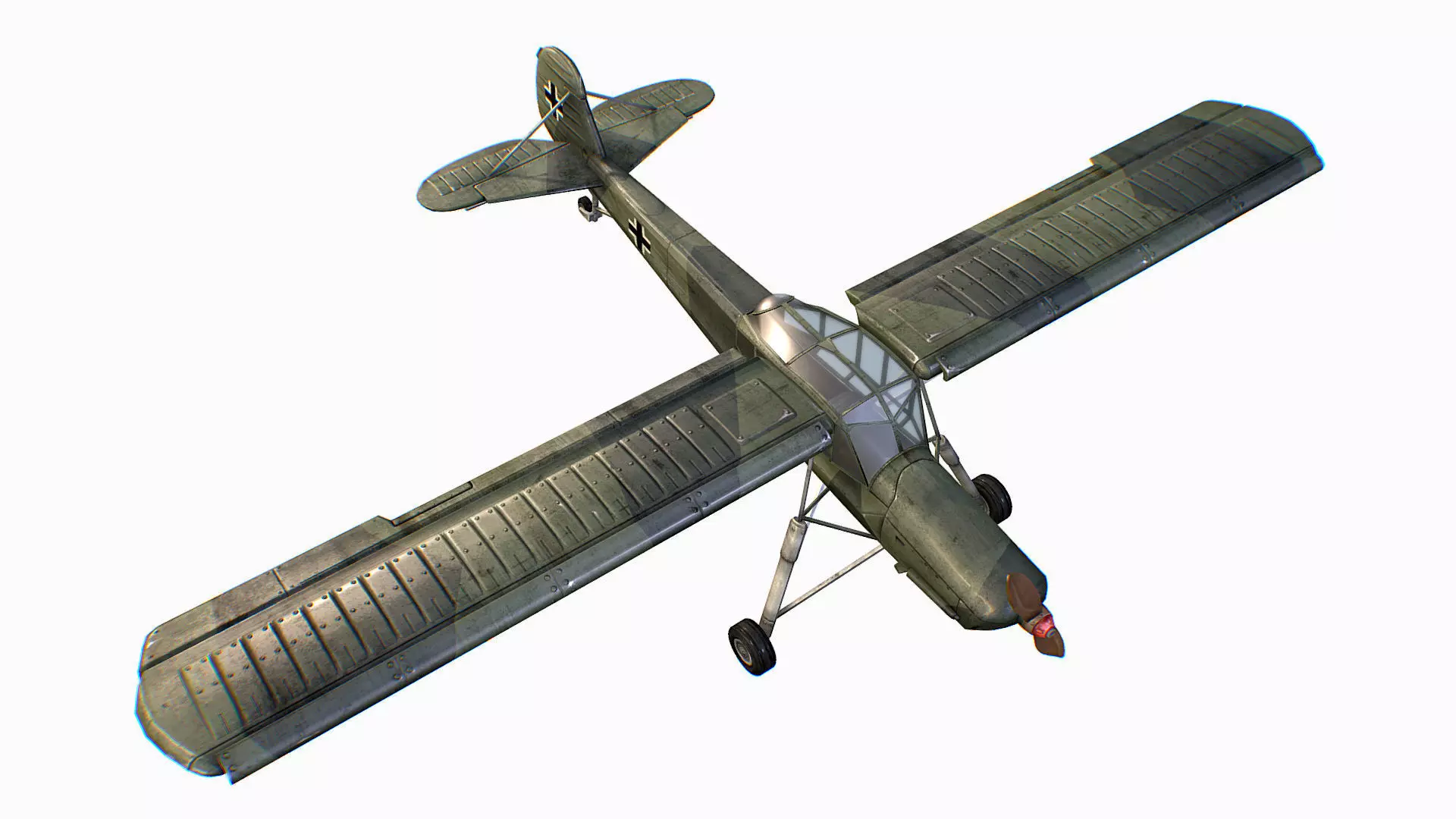 German liaison aircraft Fieseler Fi 156 Storch Low-poly 3D model_0