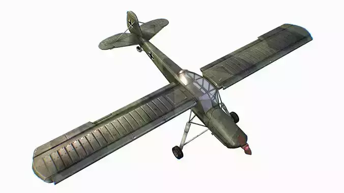 German liaison aircraft Fieseler Fi 156 Storch Low-poly 3D model