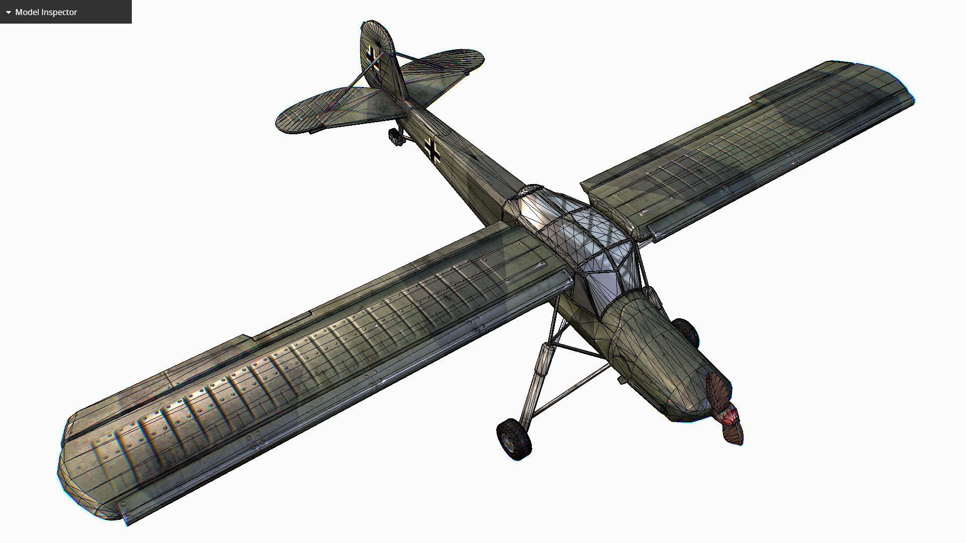 German liaison aircraft Fieseler Fi 156 Storch Low-poly 3D model_23