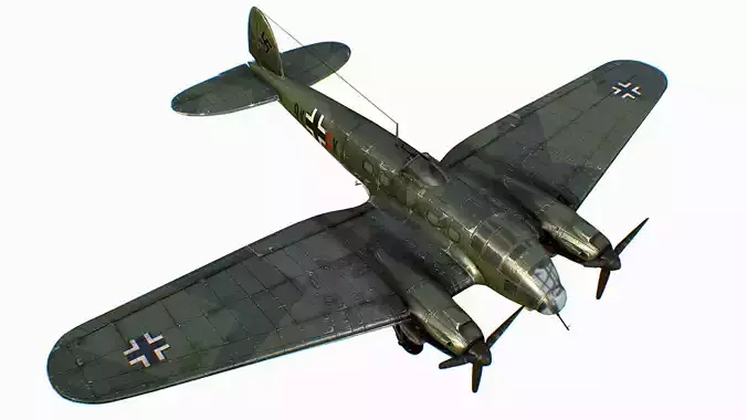German medium bomber Heinkel He 111 series Low-poly 3D model