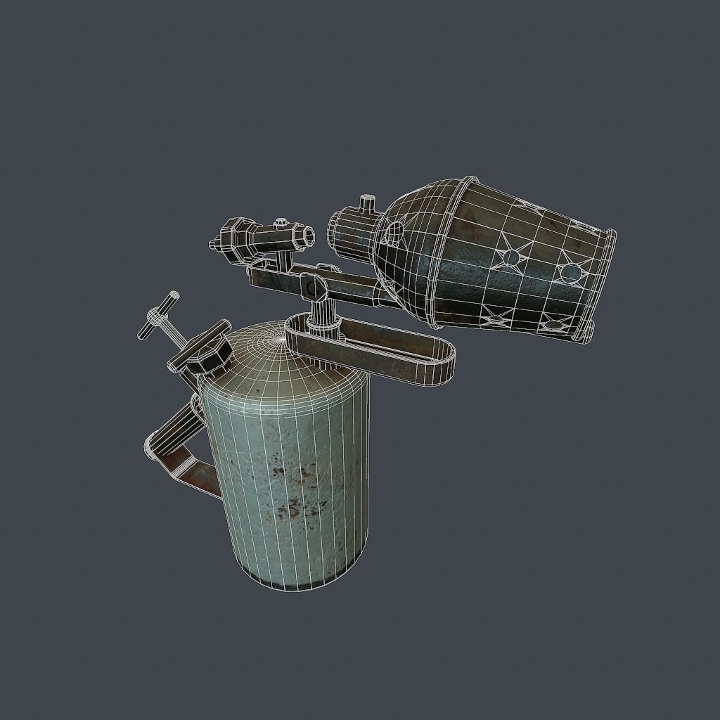 Old Flame Thrower Low-poly 3D model_15