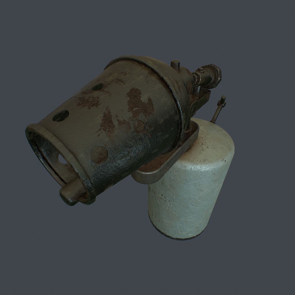 Old Flame Thrower Low-poly 3D model_6