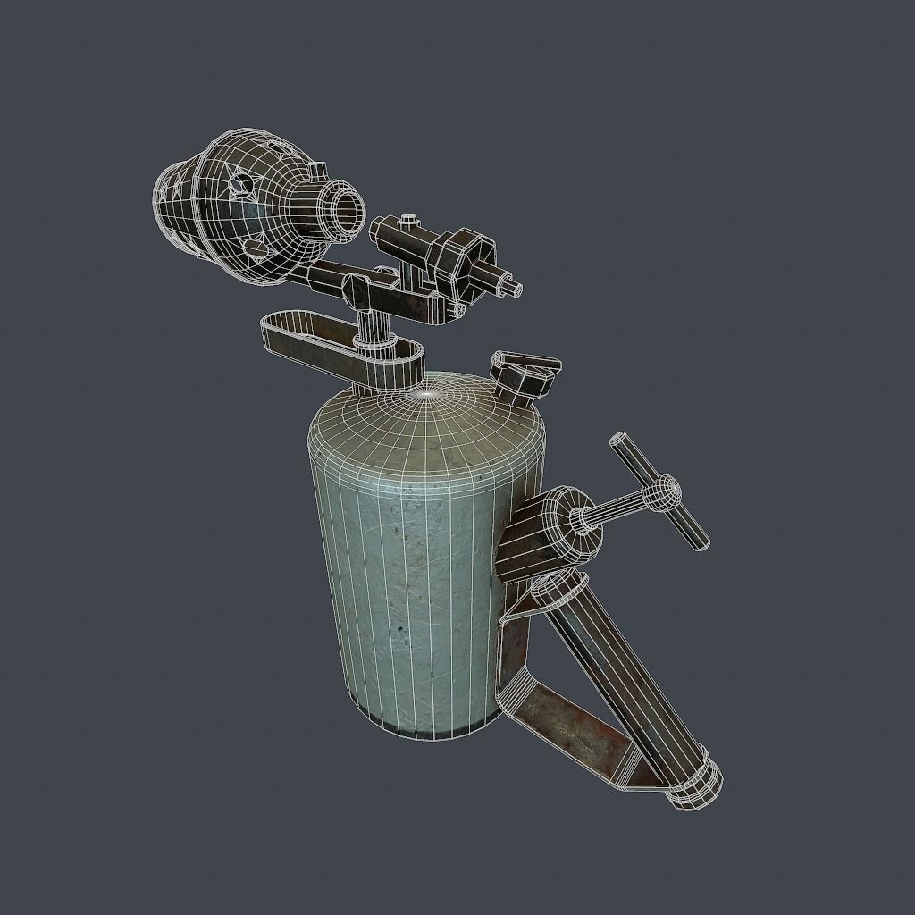 Old Flame Thrower Low-poly 3D model_17