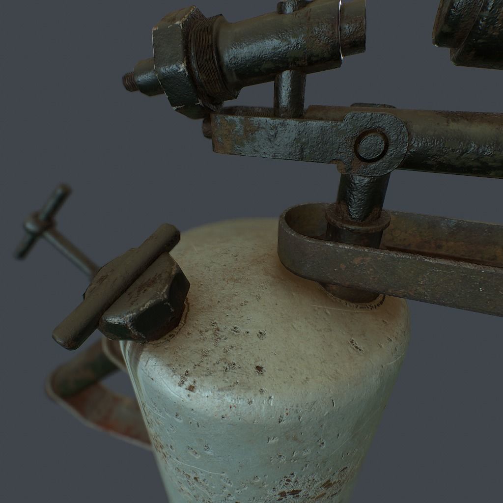 Old Flame Thrower Low-poly 3D model_11