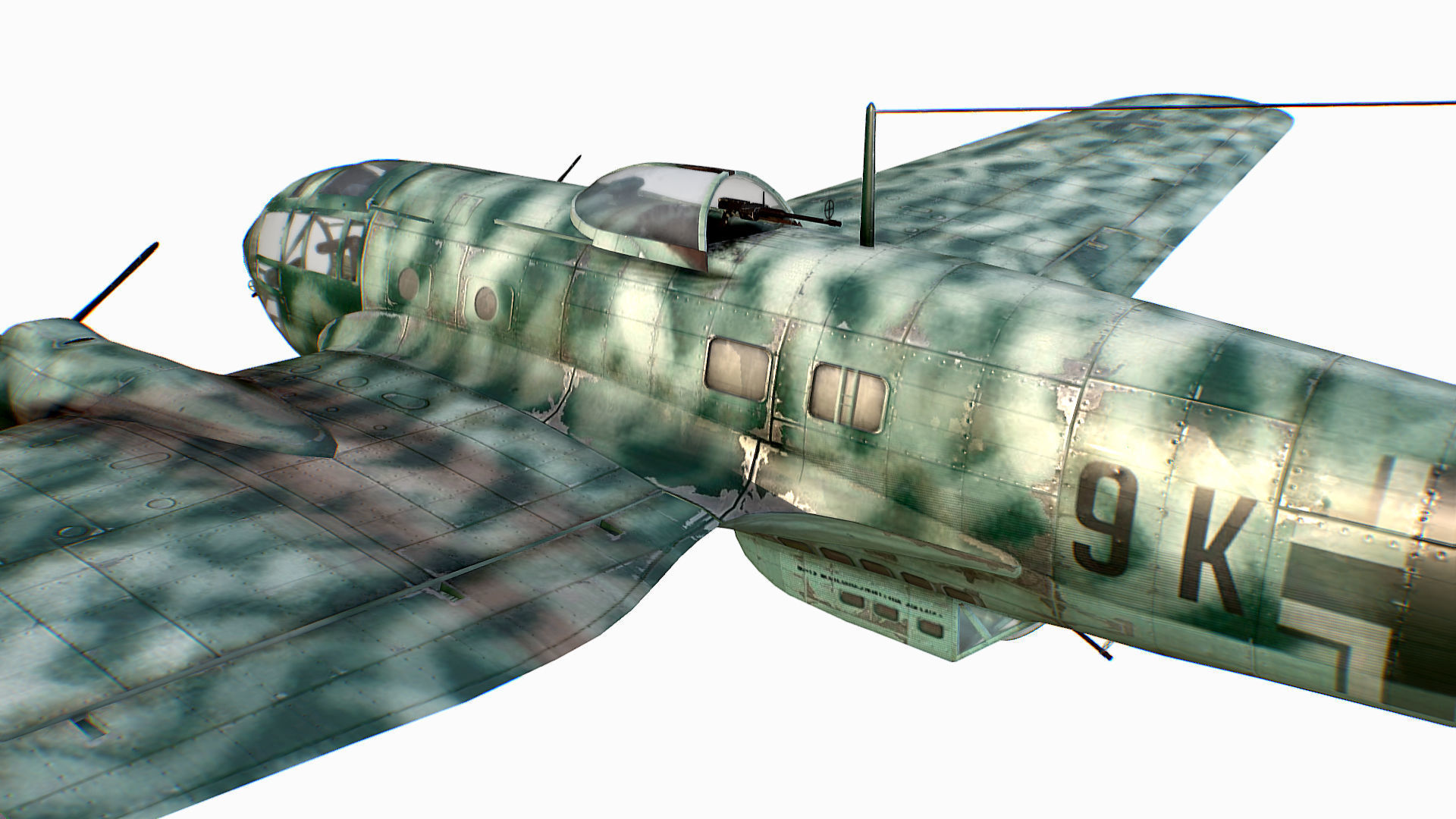 German medium bomber Heinkel He 111 series Low-poly 3D model_43