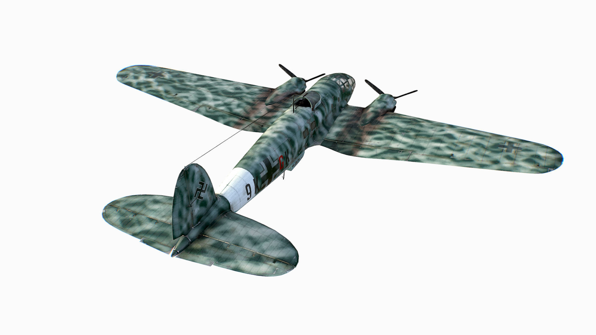 German medium bomber Heinkel He 111 series Low-poly 3D model_10