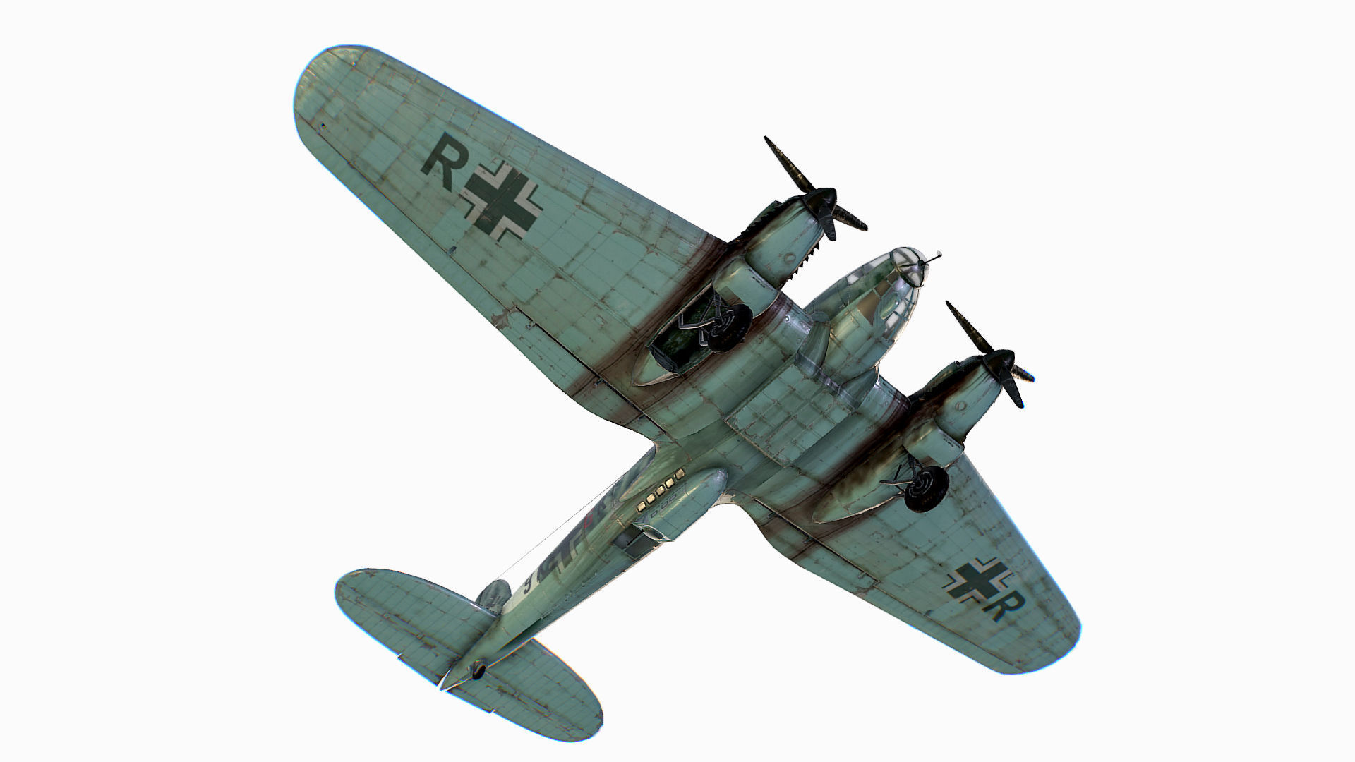 German medium bomber Heinkel He 111 series Low-poly 3D model_22