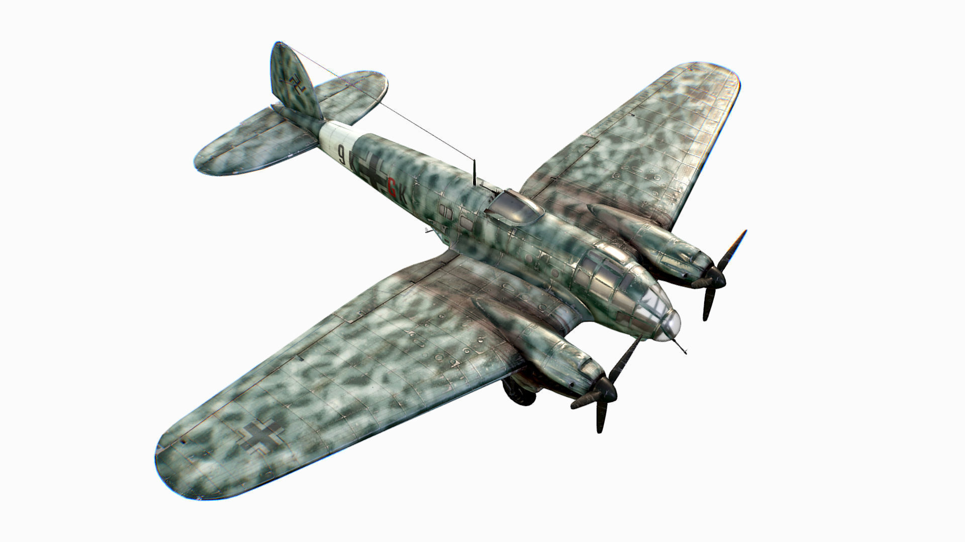 German medium bomber Heinkel He 111 series Low-poly 3D model_16