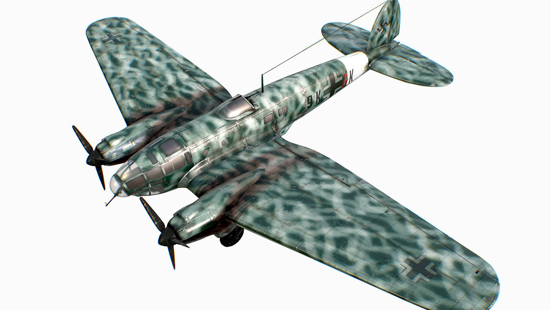 German medium bomber Heinkel He 111 series Low-poly 3D model_5