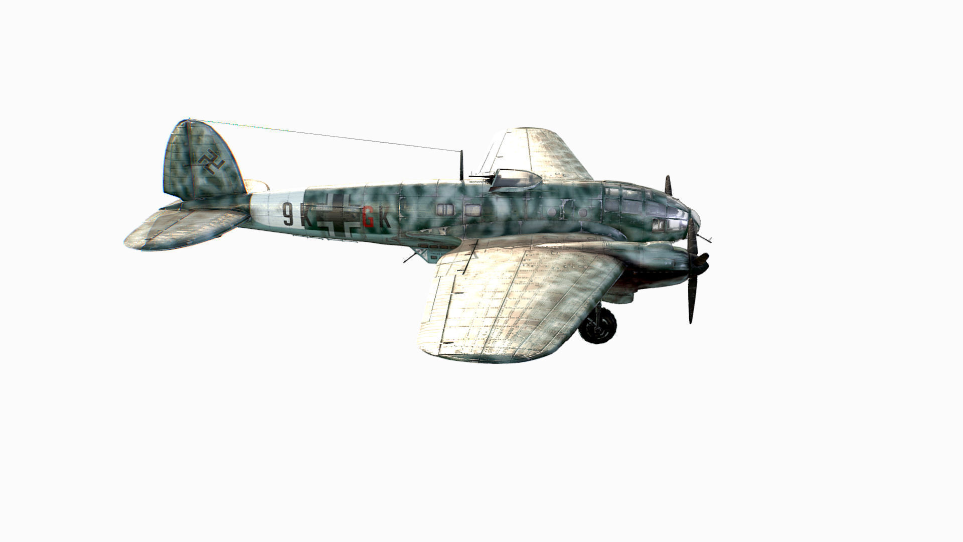 German medium bomber Heinkel He 111 series Low-poly 3D model_12