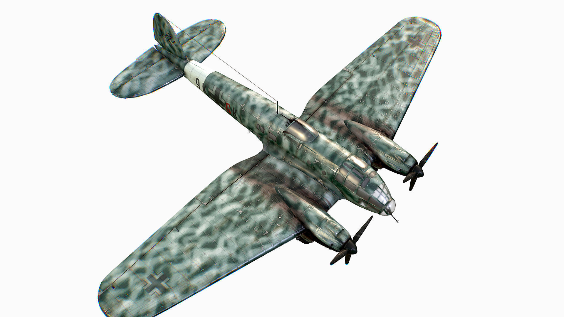 German medium bomber Heinkel He 111 series Low-poly 3D model_19