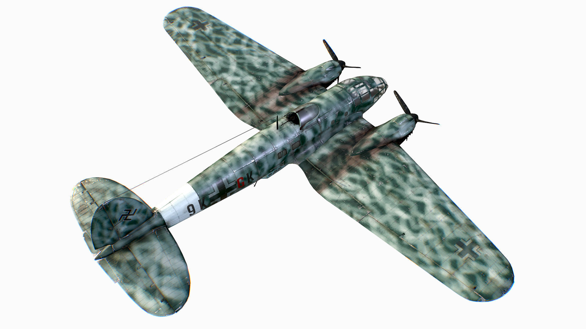 German medium bomber Heinkel He 111 series Low-poly 3D model_18