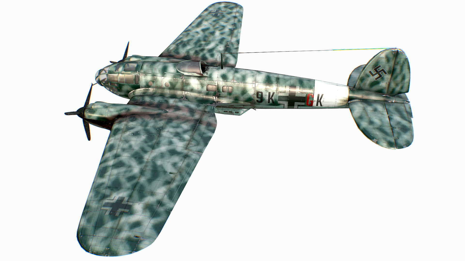 German medium bomber Heinkel He 111 series Low-poly 3D model_6
