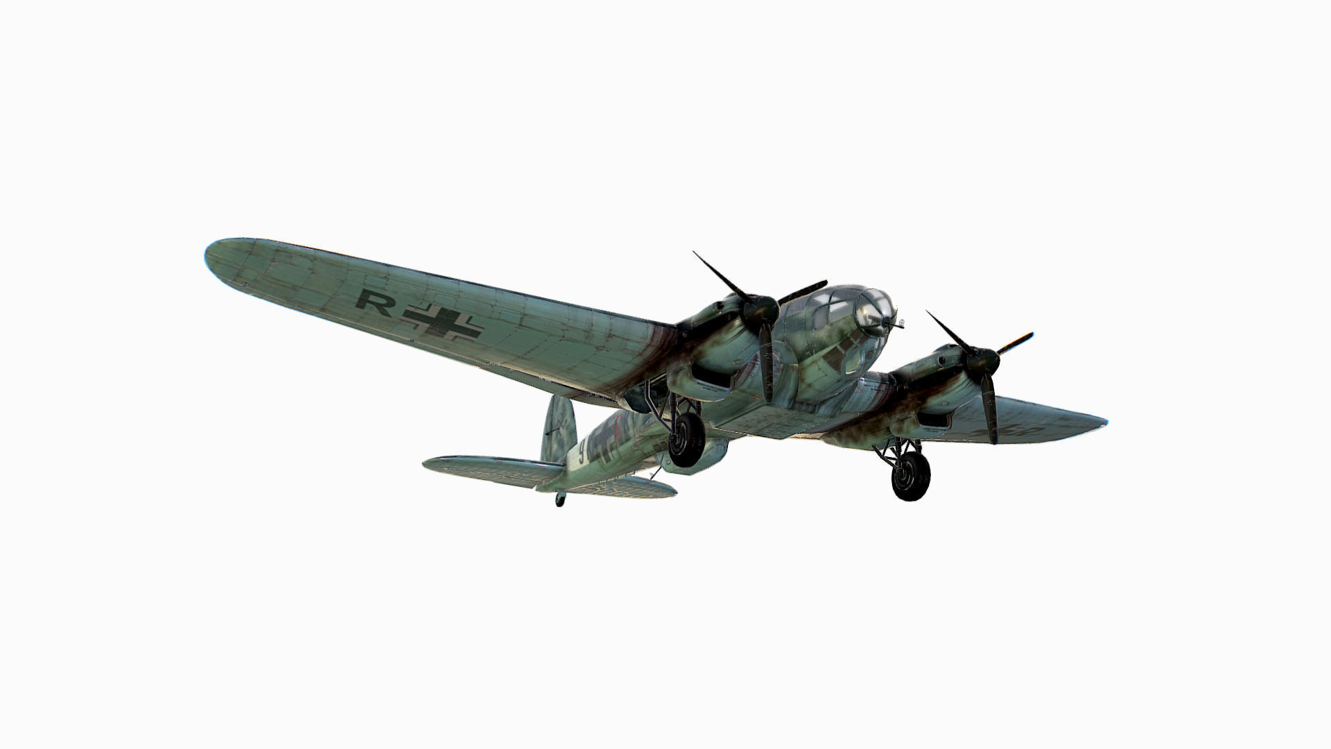 German medium bomber Heinkel He 111 series Low-poly 3D model_21