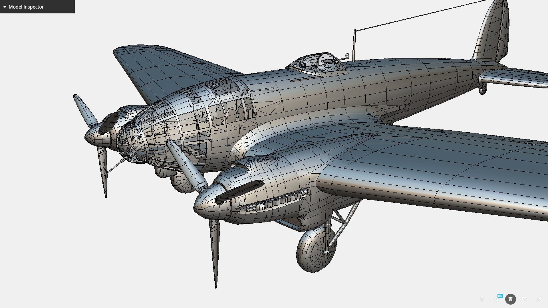 German medium bomber Heinkel He 111 series Low-poly 3D model_34