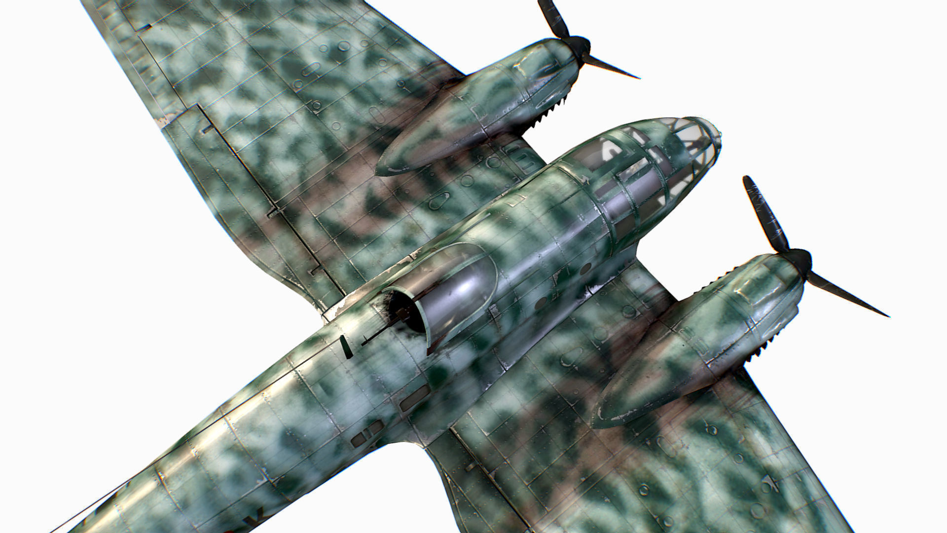 German medium bomber Heinkel He 111 series Low-poly 3D model_26