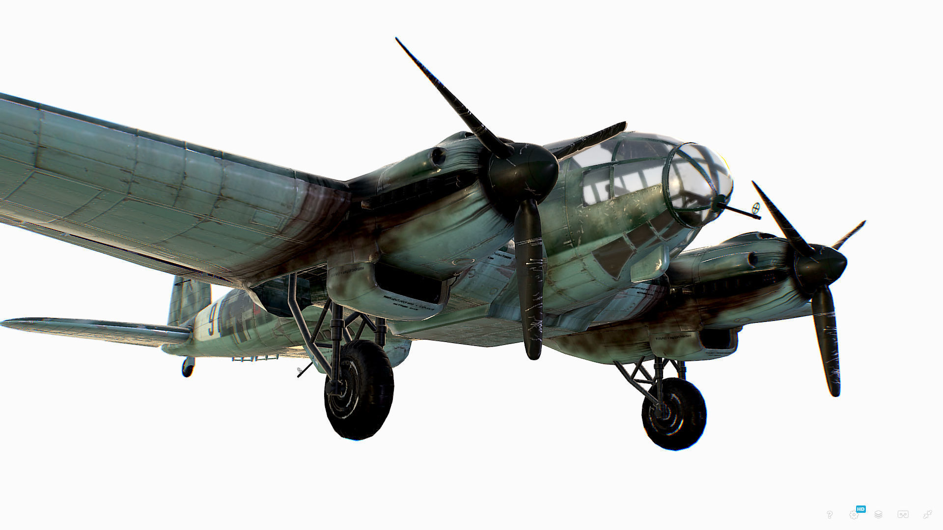 German medium bomber Heinkel He 111 series Low-poly 3D model_23