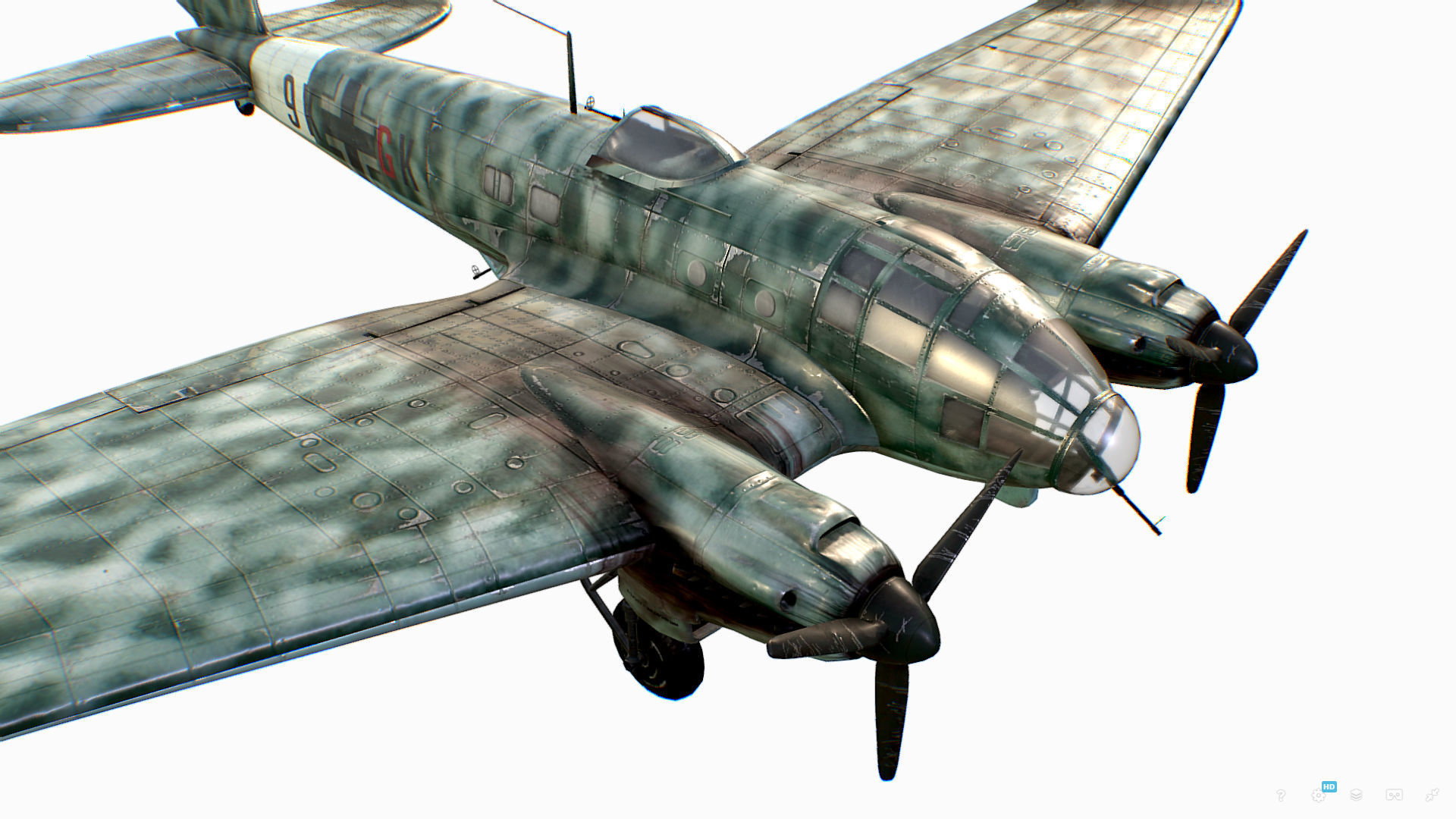 German medium bomber Heinkel He 111 series Low-poly 3D model_27