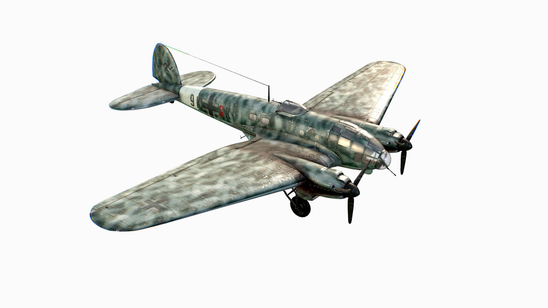 German medium bomber Heinkel He 111 series Low-poly 3D model_11