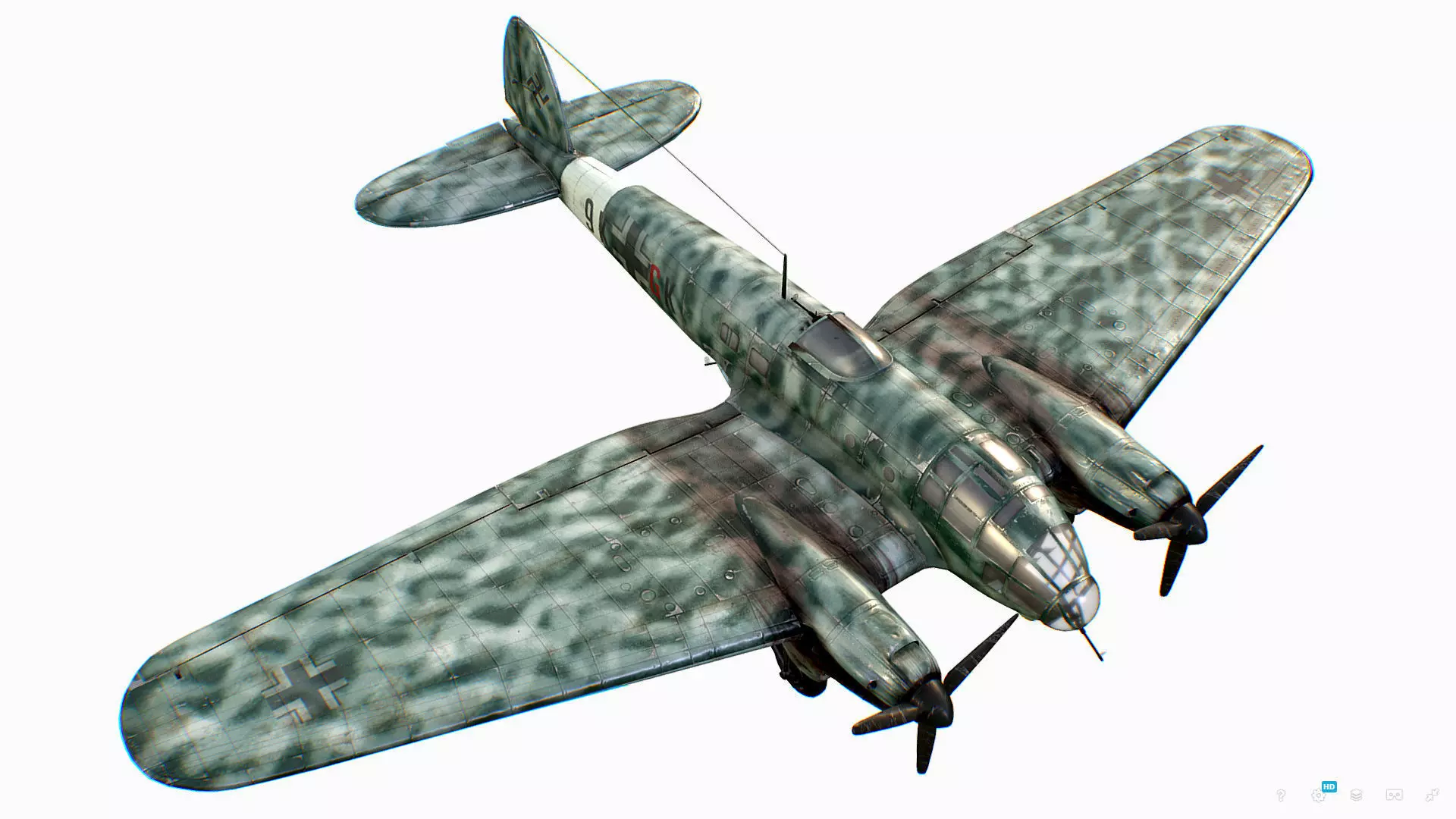 German medium bomber Heinkel He 111 series Low-poly 3D model_0