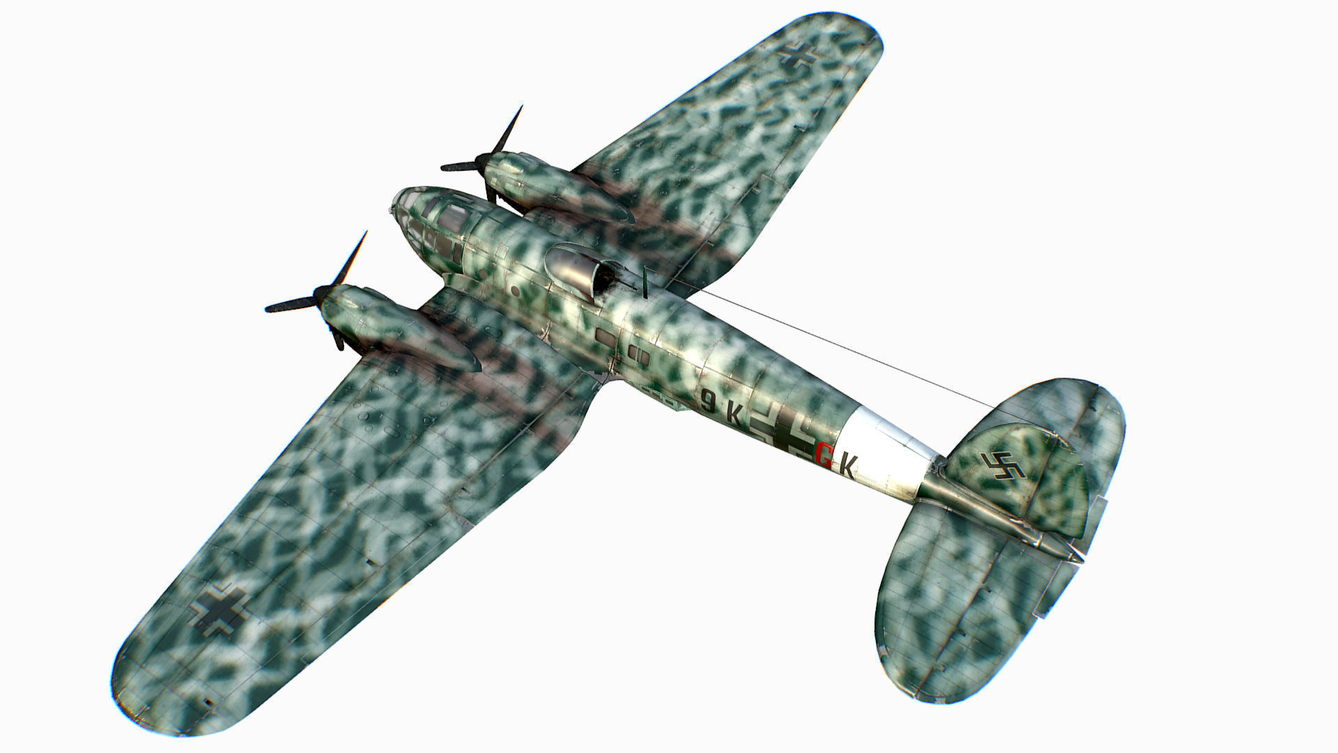 German medium bomber Heinkel He 111 series Low-poly 3D model_4