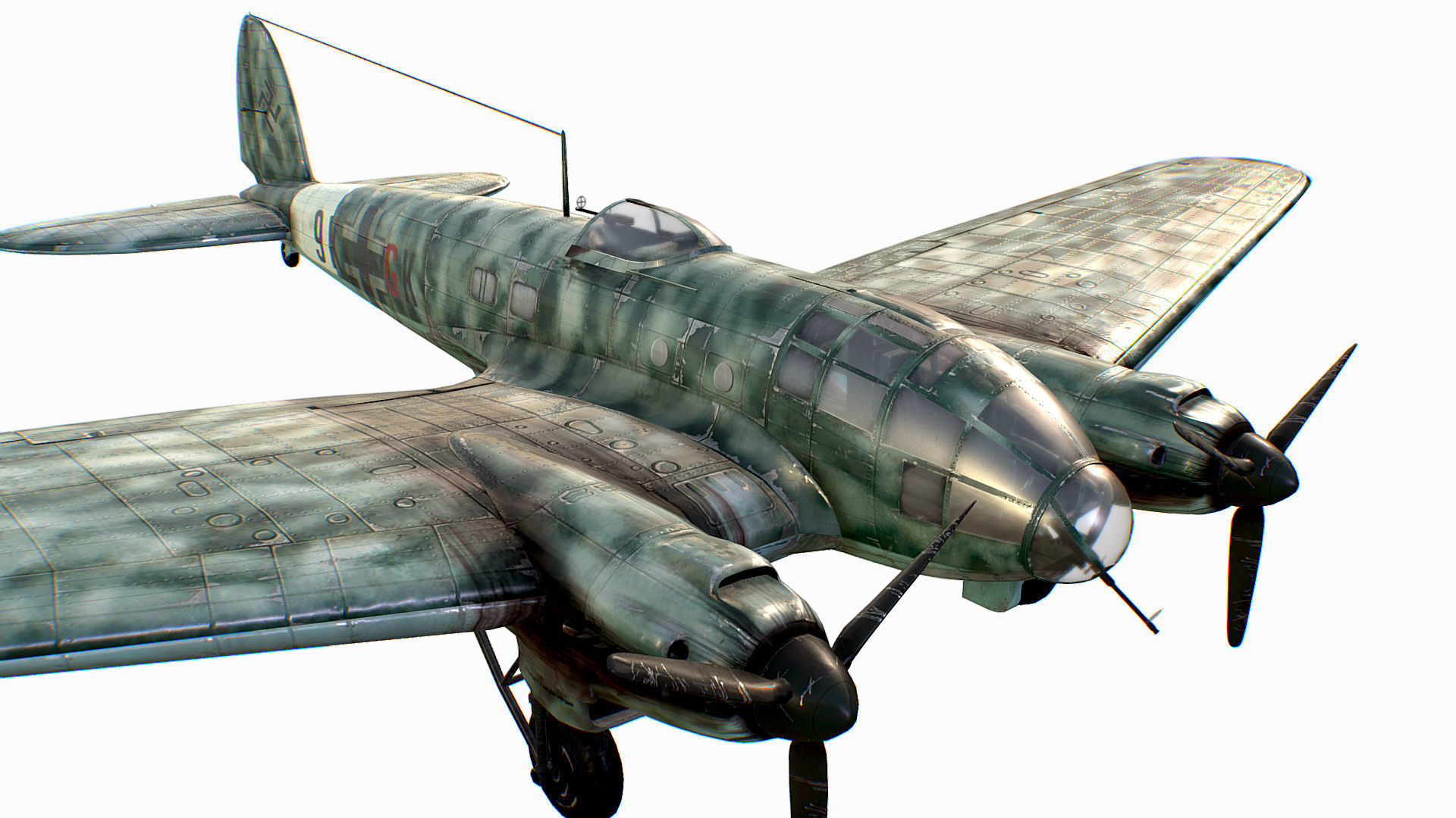 German medium bomber Heinkel He 111 series Low-poly 3D model_28
