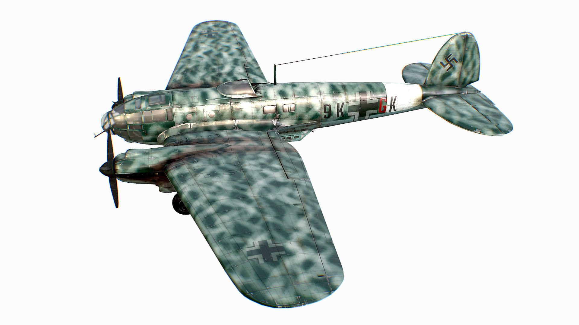 German medium bomber Heinkel He 111 series Low-poly 3D model_3