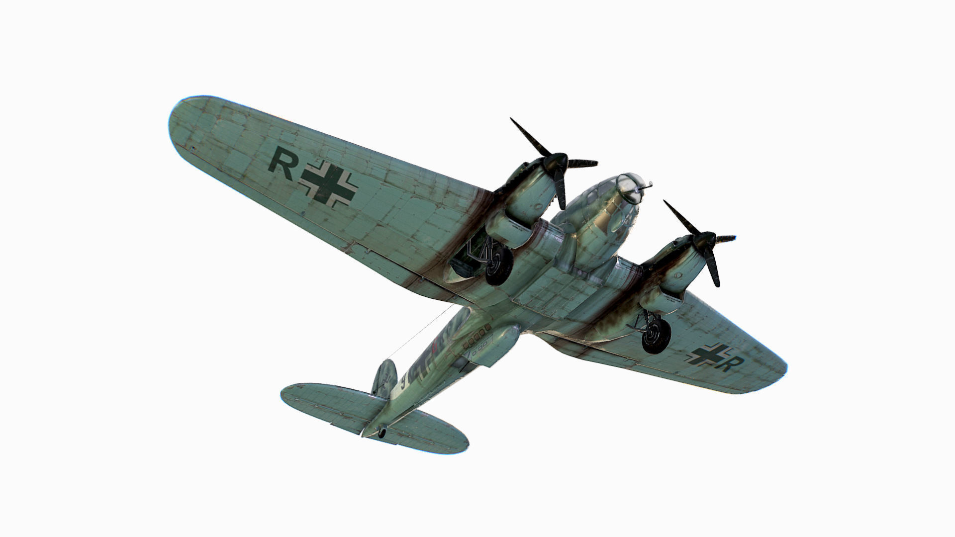 German medium bomber Heinkel He 111 series Low-poly 3D model_15
