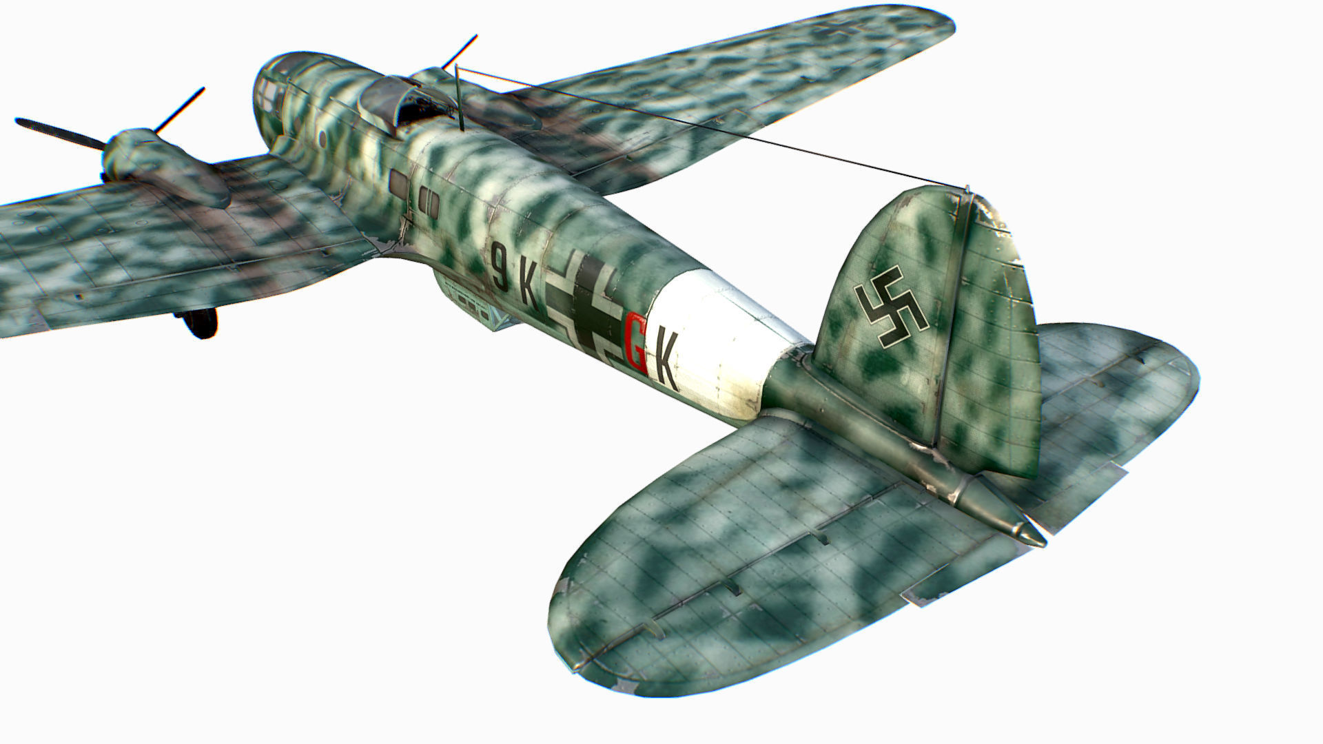 German medium bomber Heinkel He 111 series Low-poly 3D model_33