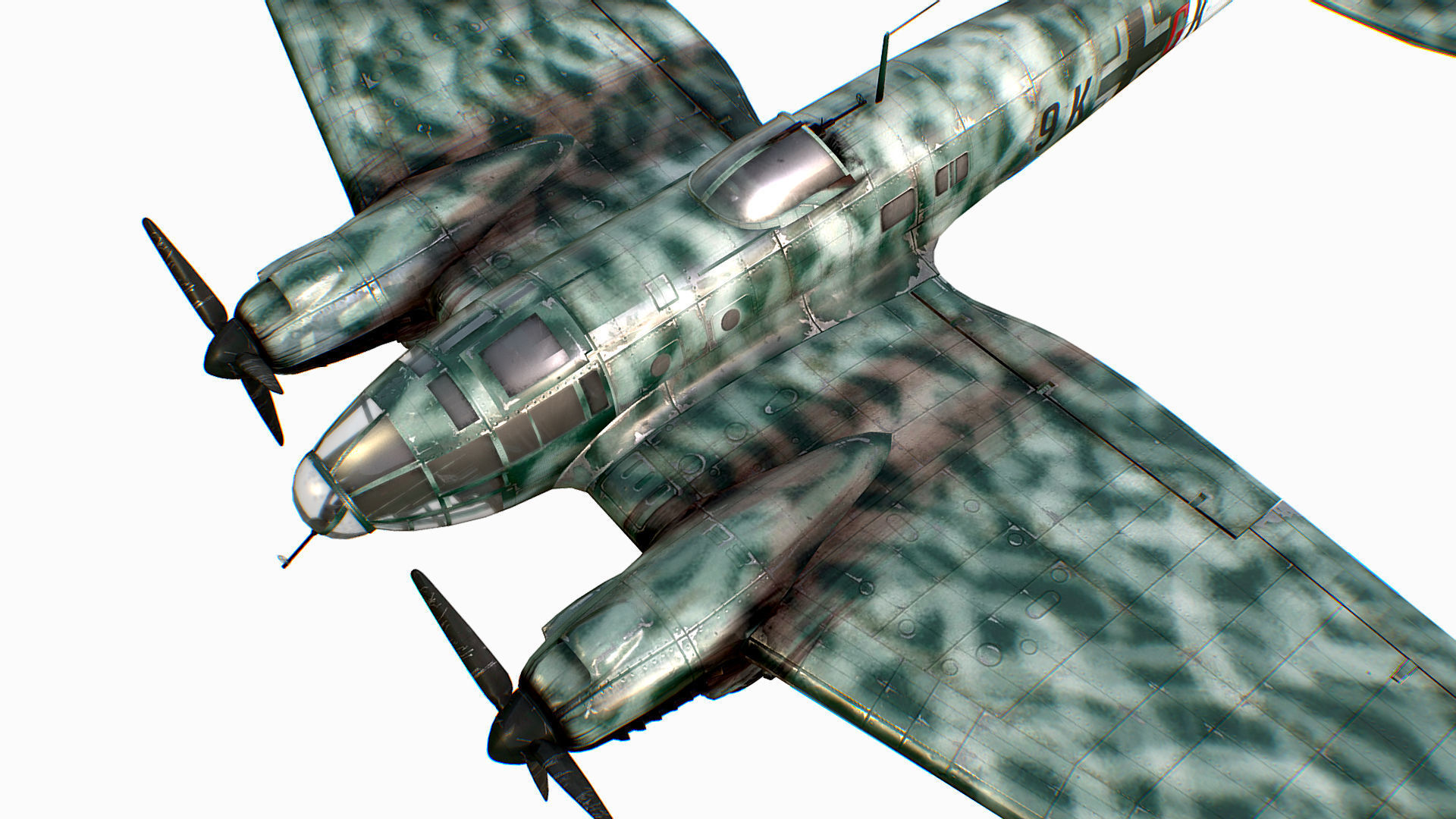 German medium bomber Heinkel He 111 series Low-poly 3D model_45