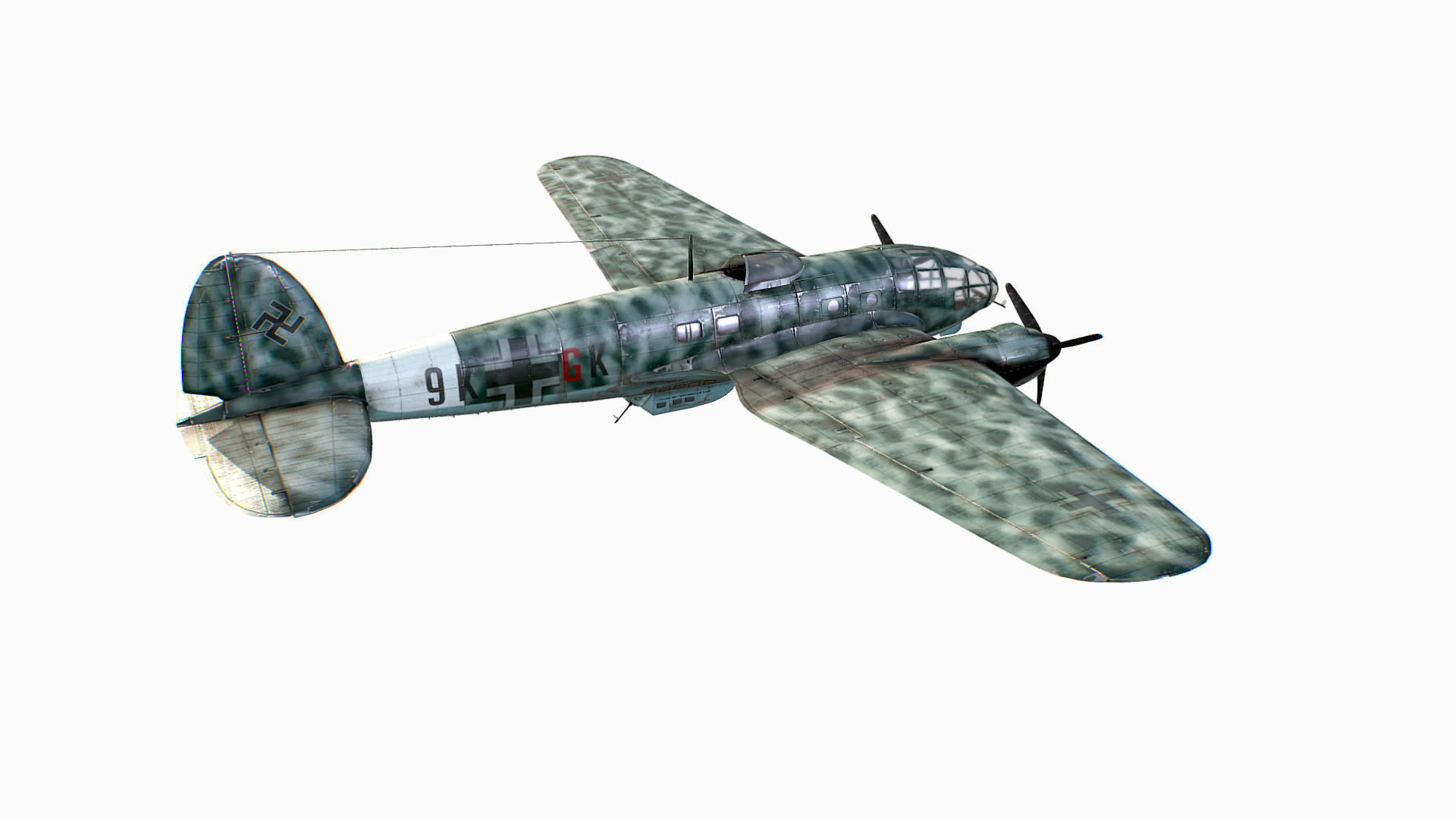 German medium bomber Heinkel He 111 series Low-poly 3D model_9