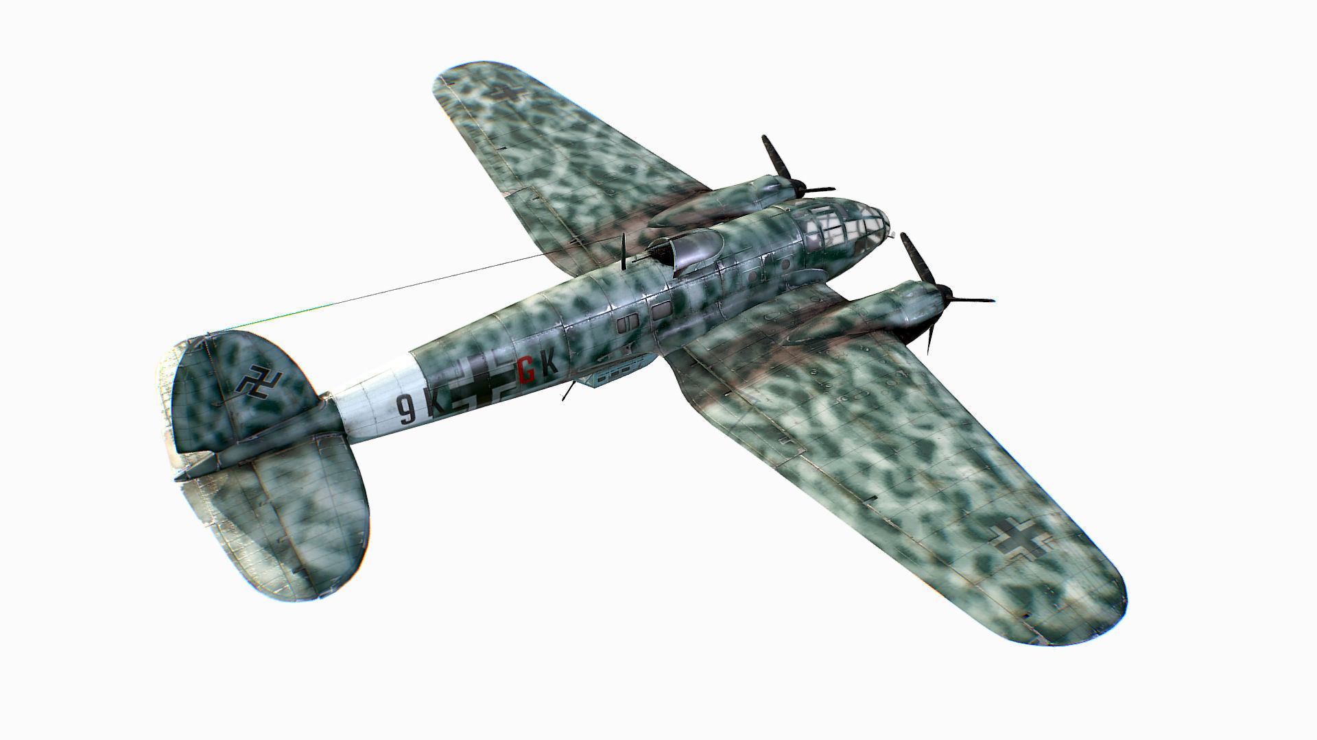 German medium bomber Heinkel He 111 series Low-poly 3D model_17