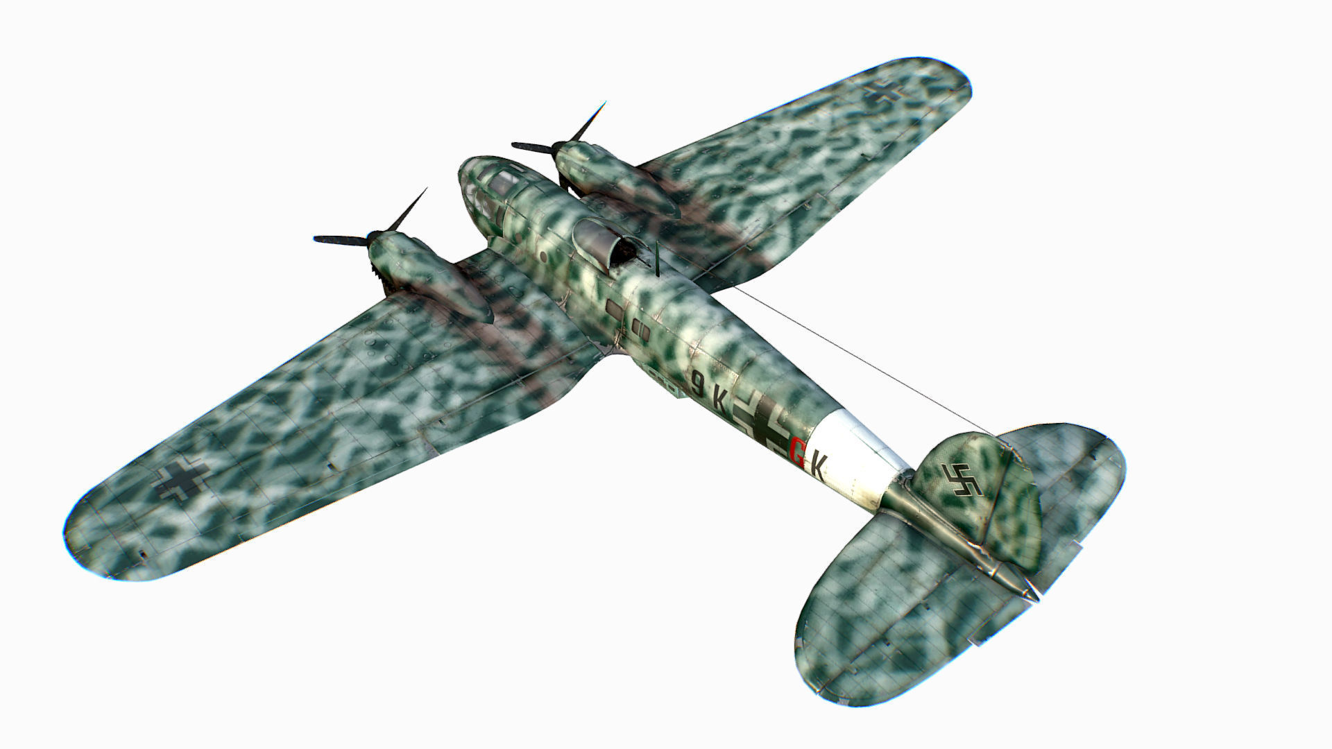 German medium bomber Heinkel He 111 series Low-poly 3D model_8