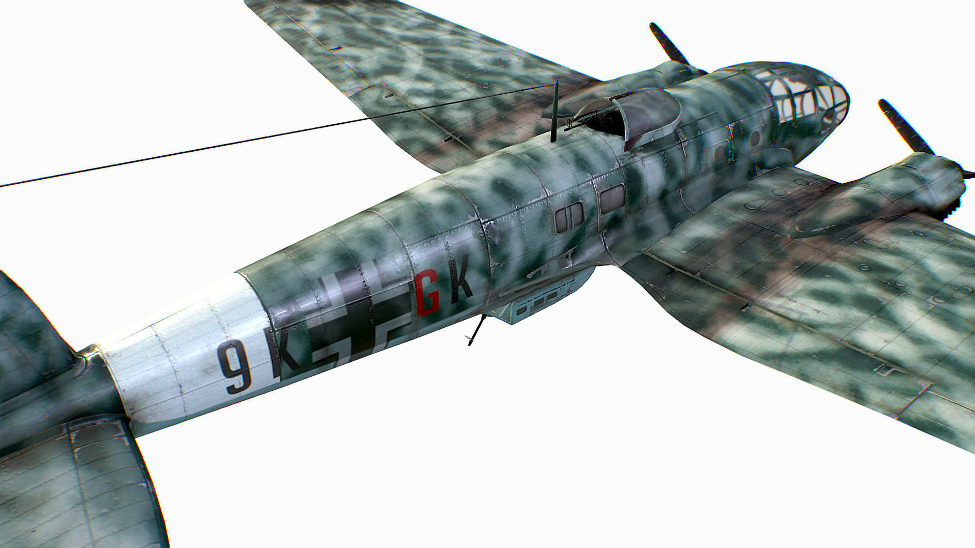 German medium bomber Heinkel He 111 series Low-poly 3D model_25