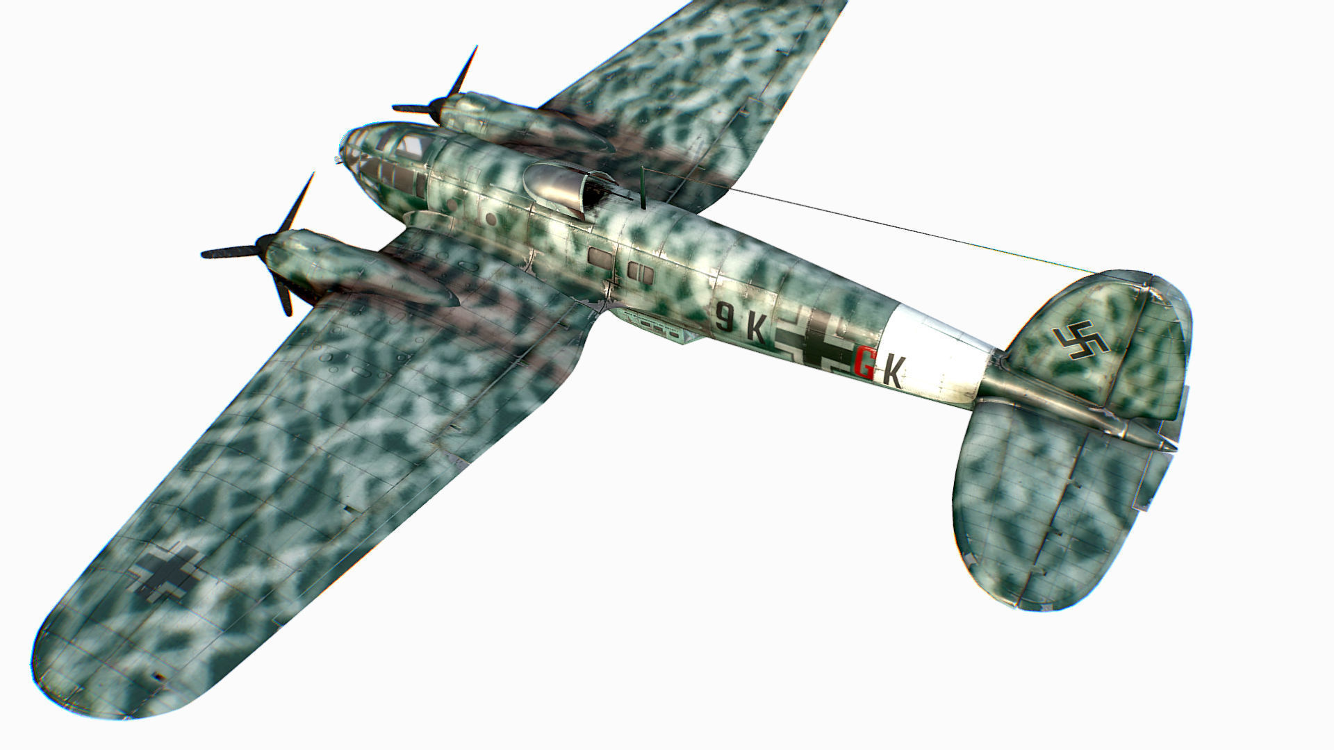 German medium bomber Heinkel He 111 series Low-poly 3D model_7