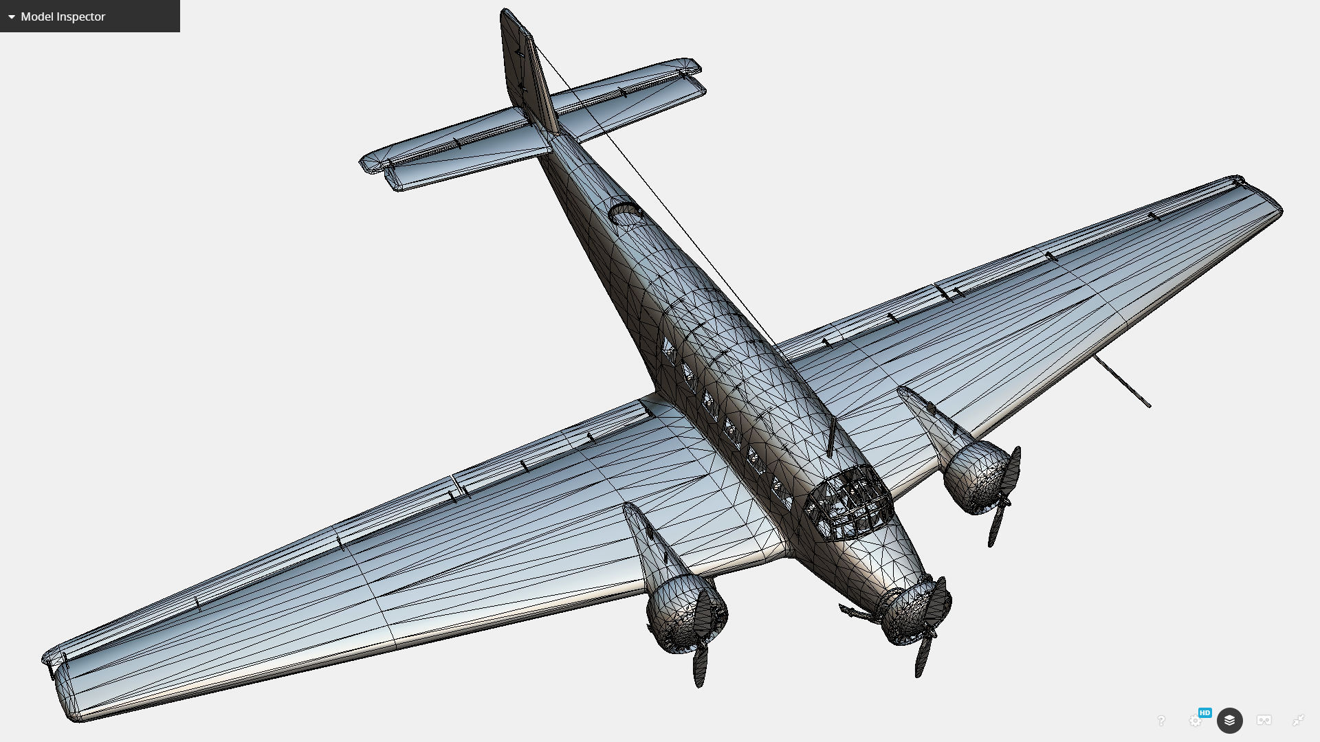 German transport aircraft Junkers Tante Ju 52 Low-poly 3D model_14