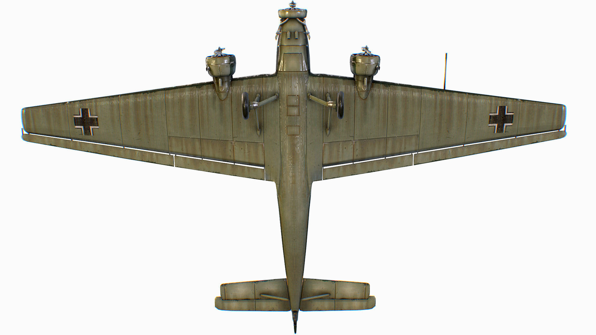 German transport aircraft Junkers Tante Ju 52 Low-poly 3D model_2