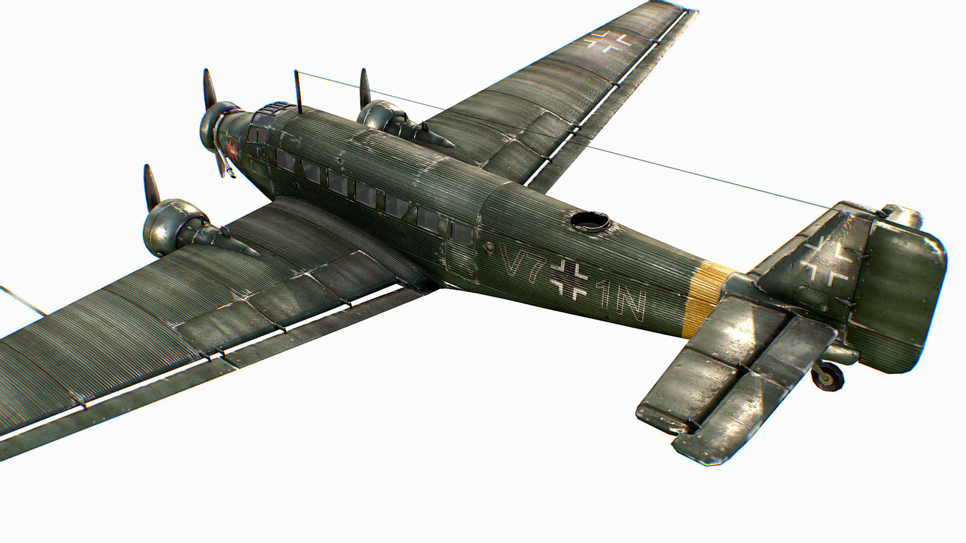 German transport aircraft Junkers Tante Ju 52 Low-poly 3D model_4