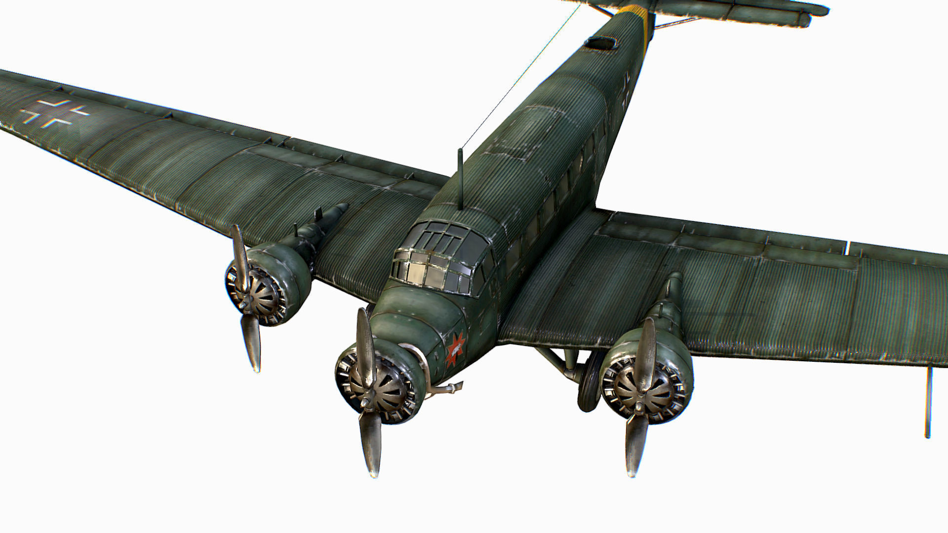 German transport aircraft Junkers Tante Ju 52 Low-poly 3D model_11
