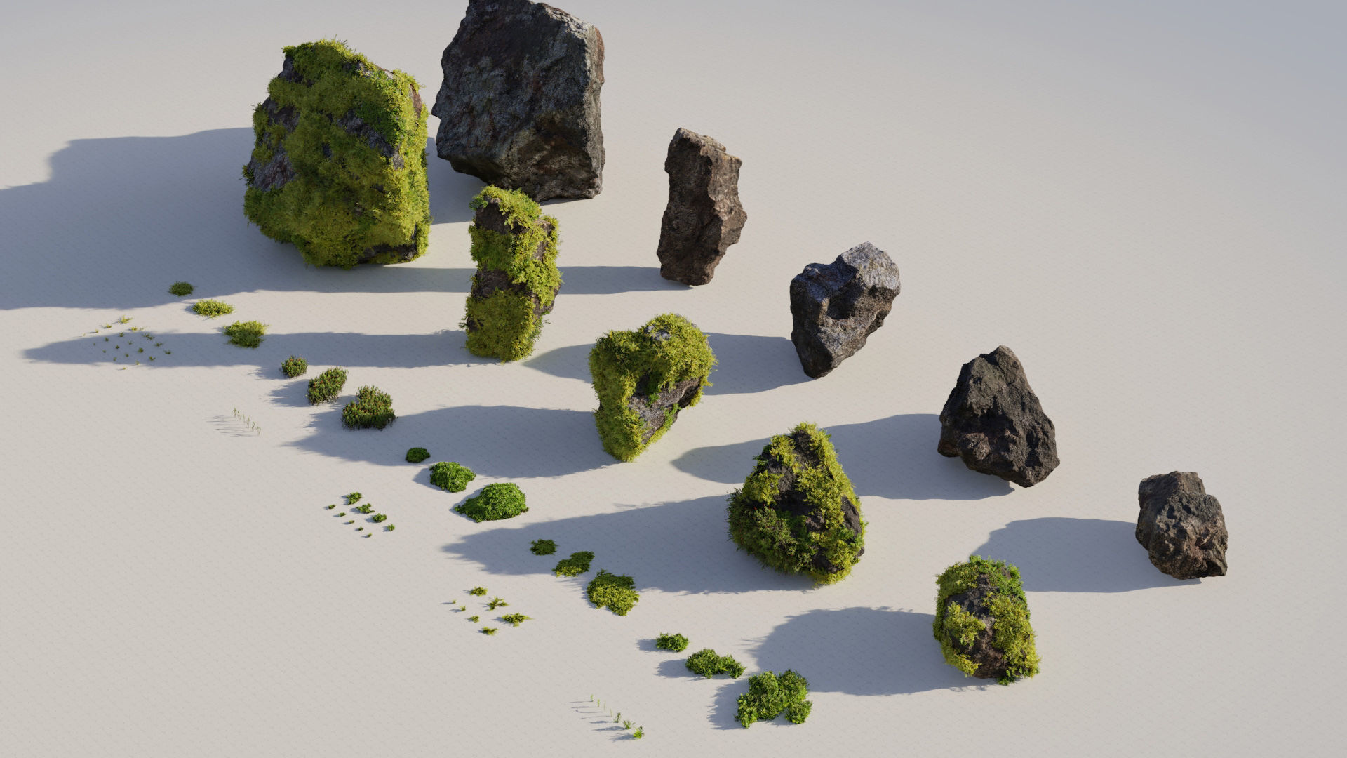 Moss 7 Species and Stones - PBR Asset Kit Low-poly 3D model_3