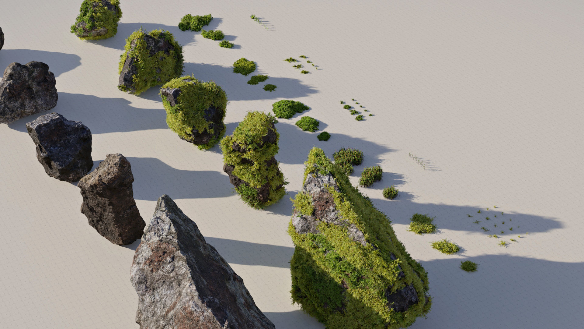 Moss 7 Species and Stones - PBR Asset Kit Low-poly 3D model_4